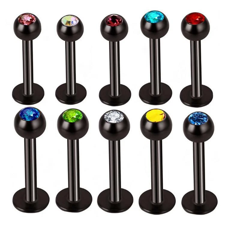 10-20pcs Surgical-Steel Labret Monroe Ring Lip Tragus Helix Earring Stud CZ 16G - Image 1 of 4