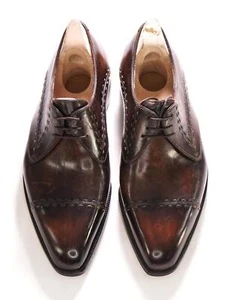 $2,480 BERLUTI PARIS- Custom Brown Patina Leather & Norwegian Detail - 9 US - Picture 1 of 7