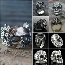 Fashion Mens Skull Ring Heavy Stainless Steel Gothic Punk Biker Rings Jewelry