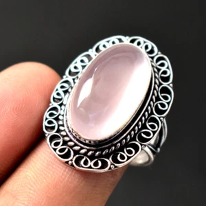 Rose Quartz Gemstone Handmade Fashion Ethnic Jewelry Vintage Ring 8.75" SR 2001 - Picture 1 of 8