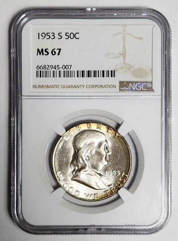 1953 S Franklin Half Dollar NGC MS-67 - VERY ORIGINAL! Cover