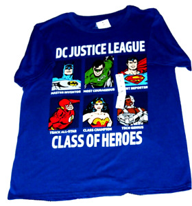 DC Justice League T Shirt Short Sleeve Superheroes Logo’s Cotton Boys Size XL