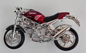 MAISTO DUCATI MONSTER S4 - DIE CAST MOTORBIKE METALLIC RED -  1/18 SCALE - Picture 1 of 6