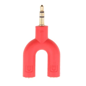 3,5 mm Doppelstecker y Audio Splitter Kopfhörer Kopfhörer Adapter rot - Bild 1 von 7