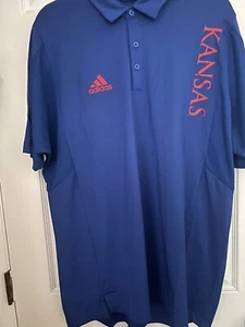 adidas Mens Large Kansas Jayhawks Basketball Team PE AEROREADY Polo H50553 NEW - Picture 1 of 20