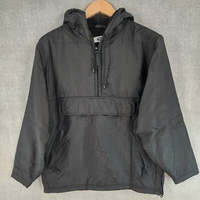 Vintage Old Navy Rain Jacket Small Black 1/4 Zip Hooded Fleece Lined Skater Y2K - Image 1 of 4