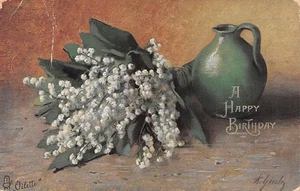 POSTAL SALUDOS CUMPLEAÑOS LIRIOS DEL VALLE TUCK - Imagen 1 de 2