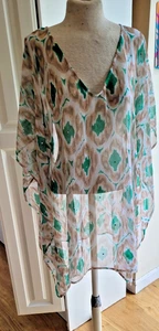 Chico's Sheer Square Scarf Blouse with Small Rhinestones Women's Size S/M - Picture 1 of 9