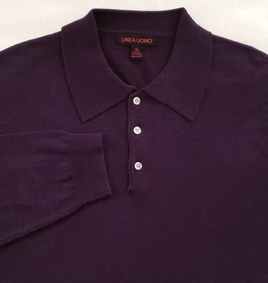 Linea Uomo Wool Blend Plum Collared Neck Button Pullover Sweater Men's Size XL - Image 1 of 4