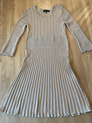 Nine West Beige Cable Knit Cozy Cabincore Clean Girl  midi Modest Sweater dress - image 1 of 4