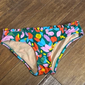 J Crew Damen Gr. S Mildred Bikinihose Bunt Abstrakt Blumen Rüschen - Bild 1 von 5