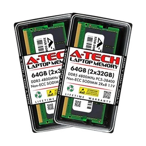 A-Tech 64GB Kit (2x32GB) DDR5 4800MHz PC5-38400 CL40 SODIMM 2Rx8 1.1V Non-ECC... - Picture 1 of 7