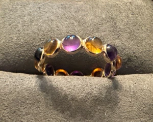 14K Yellow Gold Cabochon Alternating Amethyst And Citrine Eternity Band - Bild 1 von 6