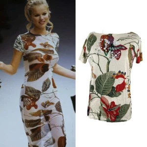 Jean Paul Gaultier Femme S/S1993 Floral Print Beaded Sequined Top - Picture 1 of 6