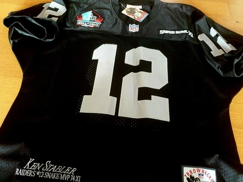 black BRAND NEW Oakland Raiders #12 Ken Stabler SB patch sewn Jersey Fast ship Cover