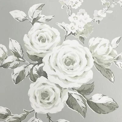 Papel pintado floral Catherine Lansfield Canterbury 165508 flores verde salvia Muriva Foto 1 de 4