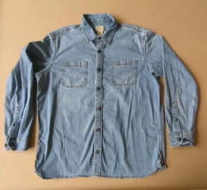 L.L. Bean Shirt Mens Large Blue Denim Stonewash Traditional Fit Button Up 514766 - Picture 1 of 17