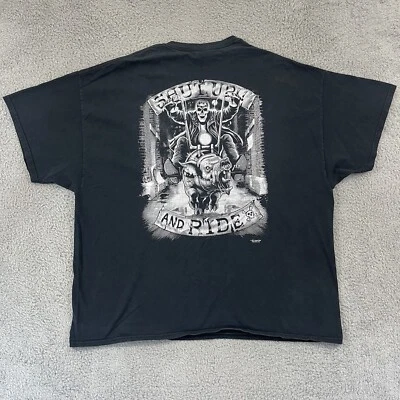 Vintage Shut Up And Ride T-Shirt Men’s 3XL Black Biker Skull 90s Motorcycle USA - Image 1 of 4