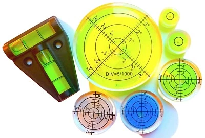 Dosenlibelle Libelle Ø 15 18 32 66 mm Präzisions Waage Kreuz Wasserwaage farbig - Bild 1 von 4