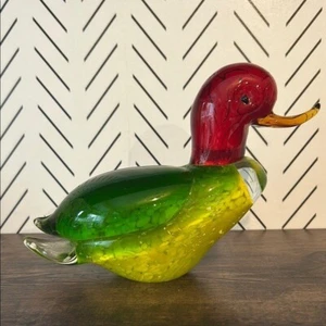 Scultura anatra vetro artistico Murano vintage peso carta anni 60 -70 Italia statuina MCM - Foto 1 di 11