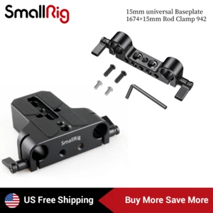 SmallRig Camera Plate Universal Baseplate 1674 + Dual 15mm Rod Clamp 942 - Picture 1 of 11