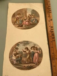 18th century Francesco Bartolozzi 2 Mezzotint engravings W Hamilton children - Picture 1 of 2