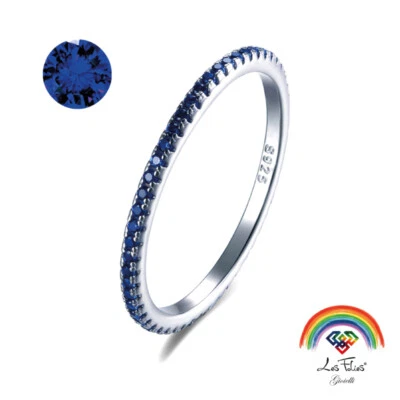 Anello Veretta Girodito Blu in argento 925 rodiato - Rainbow Collection - Immagine 1 di 4
