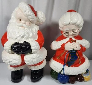 VTG Mr & Mrs Santa Claus Atlantic Mold Ceramic Figures RARE Gilded Gold Details - Picture 1 of 12