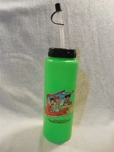 Flintstones 1990 Hamilton Projects Flintstone & Rubble Trinkflasche mit Strohhalm GRN - Bild 1 von 4