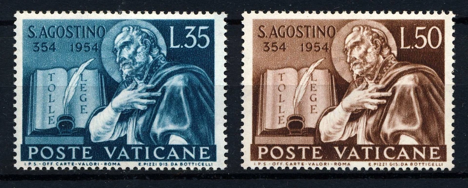 VATICAN CITY . 1954 St. Augustine (187-188) . Mint Never Hinged - Image 1 of 1