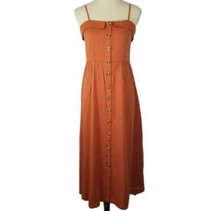 Hem & Thread Womens Small Burnt Orange Button Maxi Dress Sleeveless - Picture 1 of 10