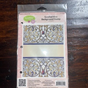 JustRite Cling Stamp Scrolled Vine Background Scrapbooking Rubber Stamp NEW - Picture 1 of 3