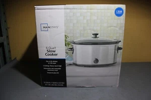 Mainstays Stainless Steel 6 Quart Oval Slow Cooker With Glass Lid - Picture 1 of 9