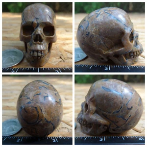 2.08" Jasper Stone Skull Hand Carved Realistic 3.5oz 100.4g Crystal Healing - Picture 1 of 12