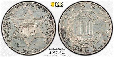 1862 3CS Three Cent Silver PCGS CERTIFIED Civil War Date Coin Details 3206 - Image 1 of 4
