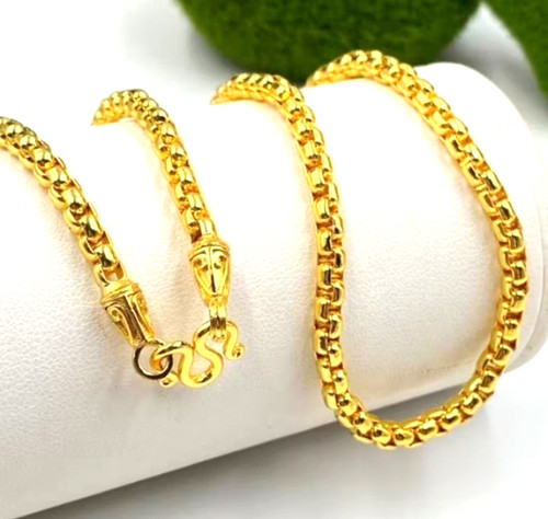 VETEMENTS Collana 4 mm maglia catena 24K Thai Baht oro giallo GP riempita 20 pollici gioielli