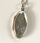 Locket butterfly box chain necklace Vintage Sterling Silver 925 oval