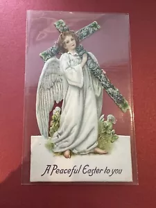 Easter Tuck Germany Girl Angel Carrying Cross Card not Postcard see pictures - Picture 1 of 2