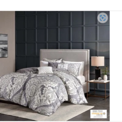 Madison Park Marcella 6 PCs Duvet Cover Set Grey King Size - Image 1 of 4