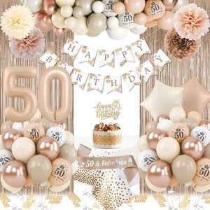 50Th Birthday Decorations for Women, 50Th Brown Birthday Decorations Set Include - Picture 1 of 6