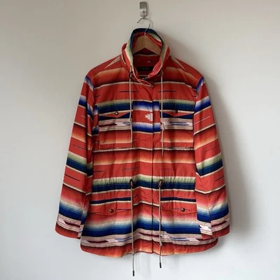 Ralph Lauren Southwestern Striped Taffeta Field Jacket Size L Orange Multicolor - Image 1 of 4