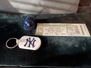 New York Yankees Key Chain, Laich mini helmet, ticket stub 7/2/2006 vs Mets - Picture 1 of 8