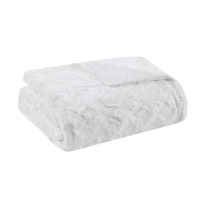 Madison Park Ruched Luxury Throw Premium Soft Cozy Brushed White 70" x 60" - Picture 1 of 3