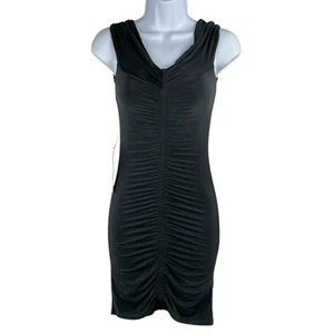 Topshop Black Ruched Off Shoulder Bodycon Mini Dress Size 2 NWT - Picture 1 of 11