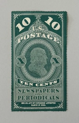 1865 Ten Cents 10c Newspaper and Periodical Stamp - Image 1 of 4