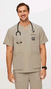 Figs Scrubs Set Mens Size Large Beige Star Wars Din Djarin Groku Mandalore - Picture 1 of 11