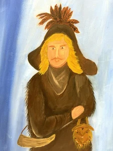 Vintage Original Ölgemälde auf Leinwand Grenze Bergmann Portrait signiert - Bild 1 von 7
