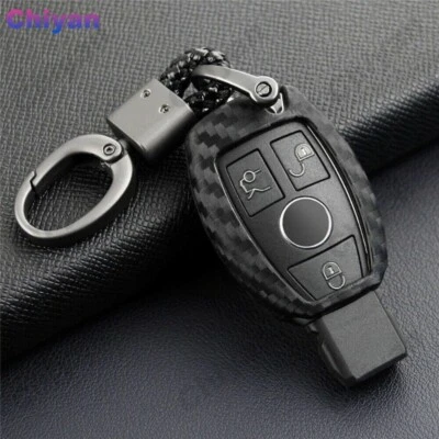 Funda protectora abatible para llavero de coche ABS de fibra de carbono para Mercedes Benz Foto 1 de 4