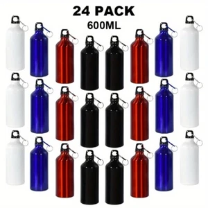 24pcs 4 Colors 600ml Aluminum Sports Water Bottle Outdoor Bottles With Carabiner - Picture 1 of 2