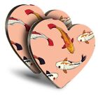 2X Heart Mdf Coasters   Koi Carp Goldfish Fish Art Drawing 21763